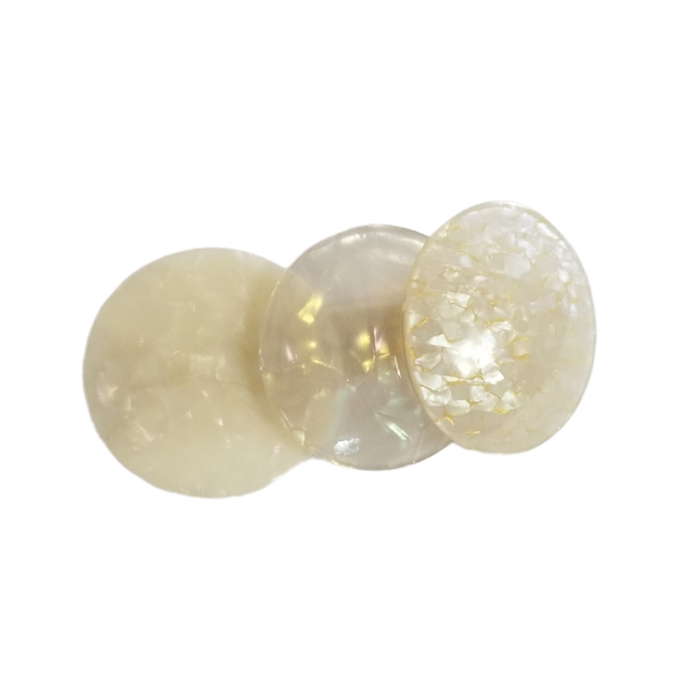 VINTAGE 80's Acrylic Hair Barrette Made In France Pearlescent White Gold Retro